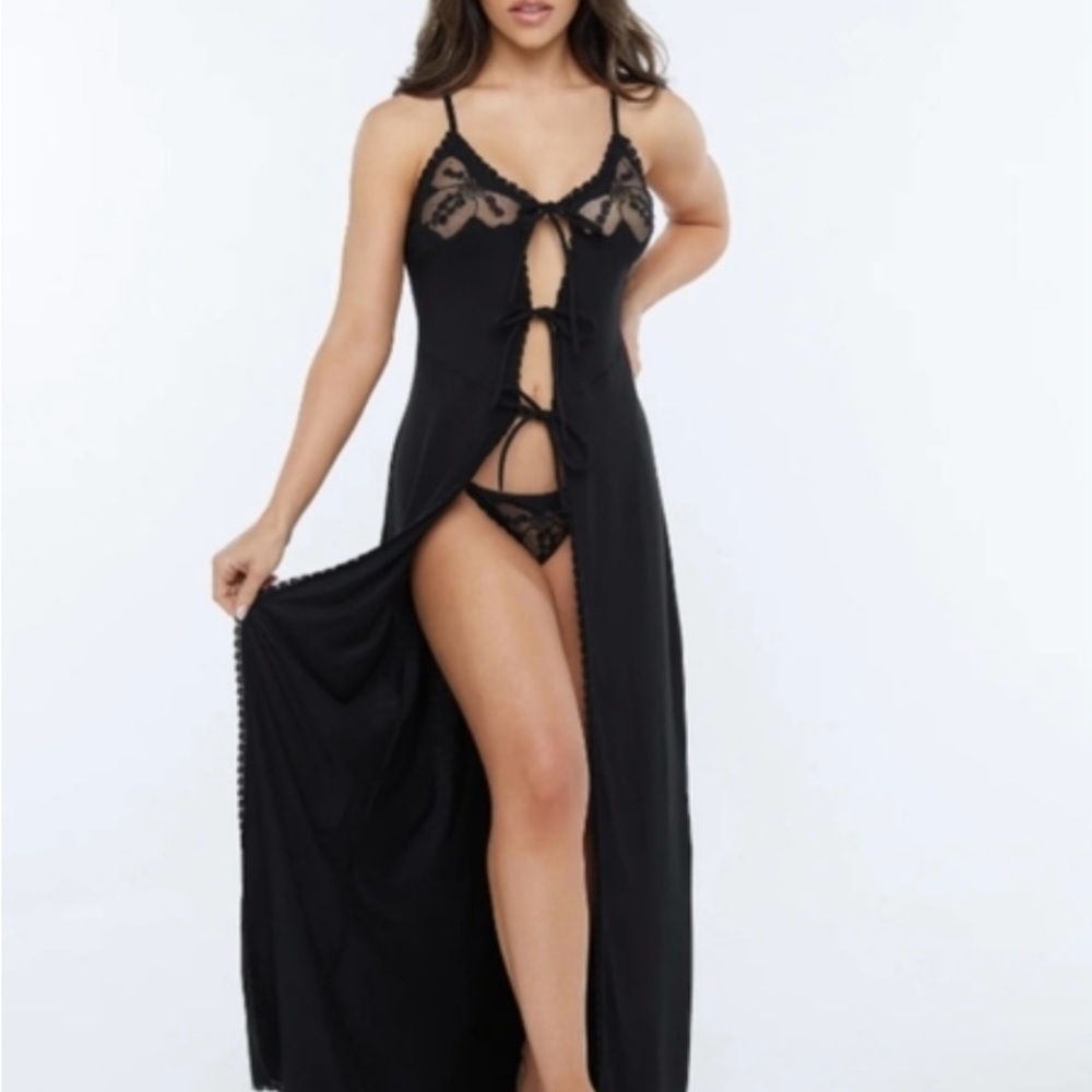 Savage X Fenty Black Lace Trim Slip Dress